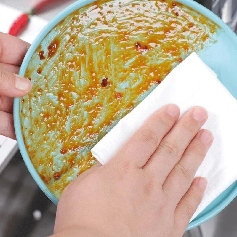 Thick Disposable Kitchen Towels 2 Big Rolls Food Grade Strong Oil Water Absorption Multi Scene Home Cooking Grease Wiping Tissue
