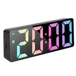 Creative Number Clock Color Nightlight Temperature Calendar Alarm Clock LED Large Number Electronic Clock Backlight Home Decor