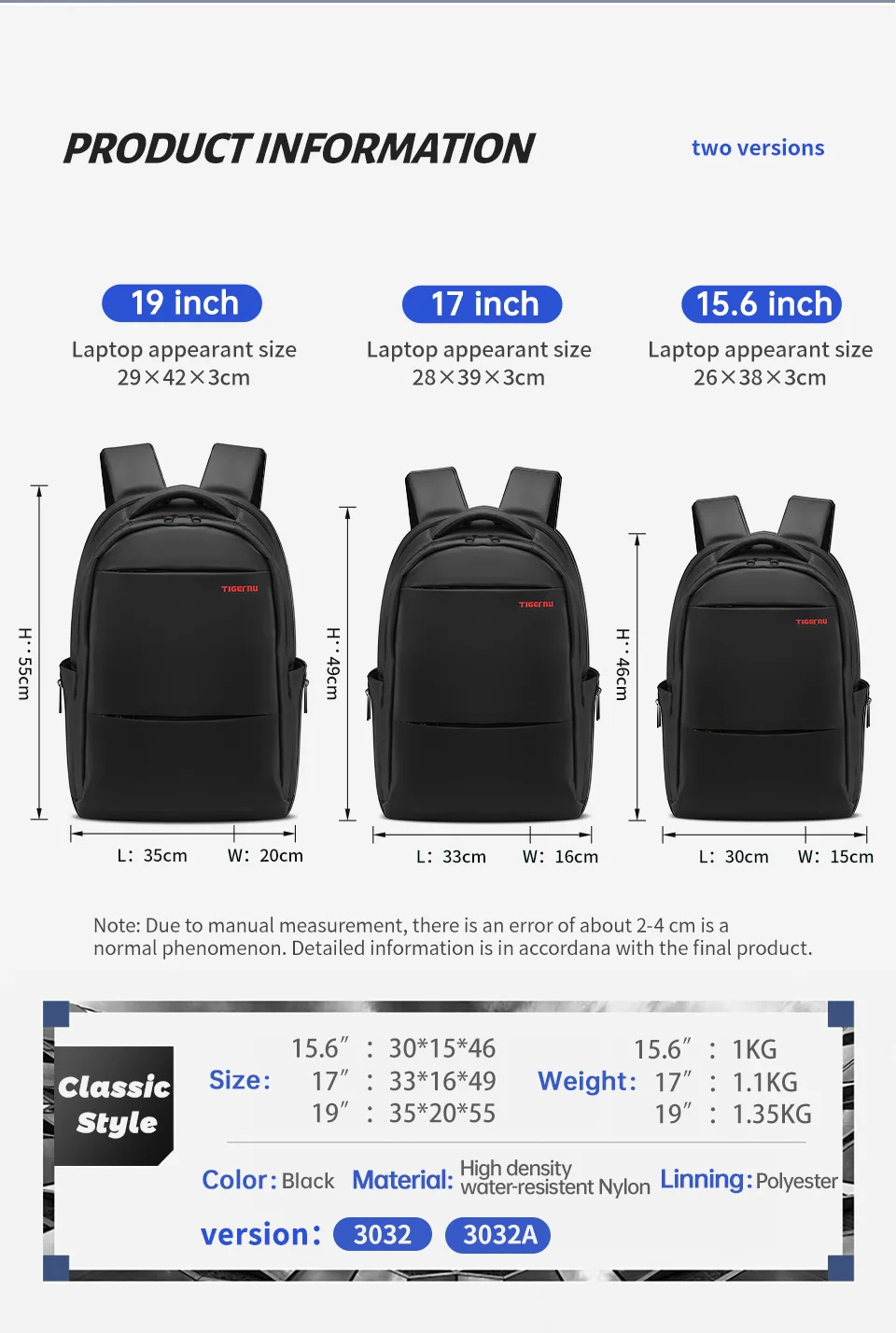 Tigernu Herren Rucksack 15 17 19 Zoll Laptop Rucksack für Männer für Frauen Business Rucksack Schultasche Reiserucksack Taschen Rucksack – Detail 8