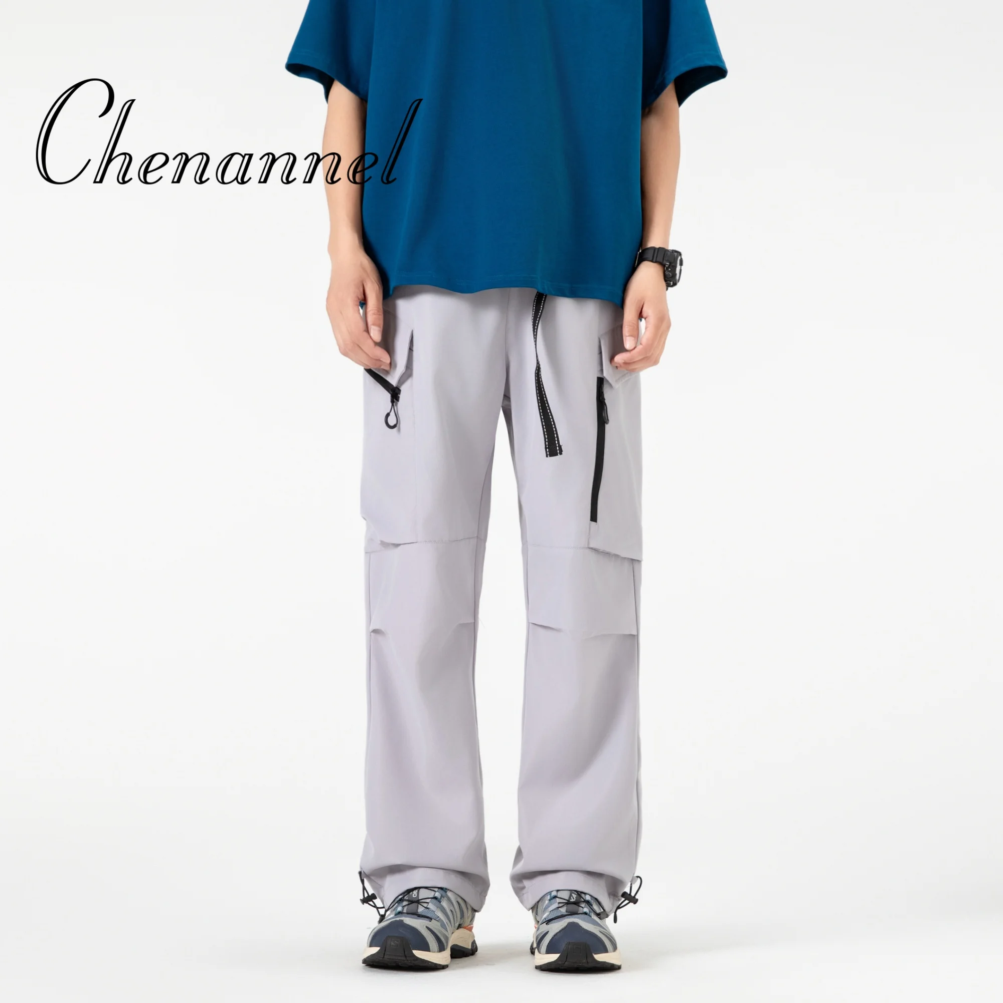 

Streetwear Men and Women Jogger Summer Cargo Pants Loose Fit Elastic Ankles Korean Casual and Versatile Sports Pants