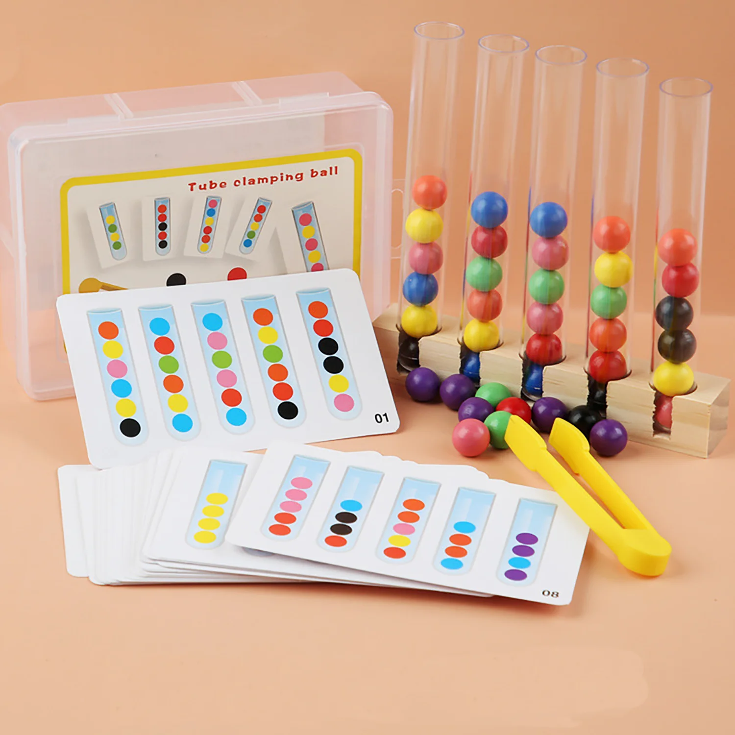 Test tube bead clamping training, concentration, color cognition, early education, fine hand movements, puzzle toys