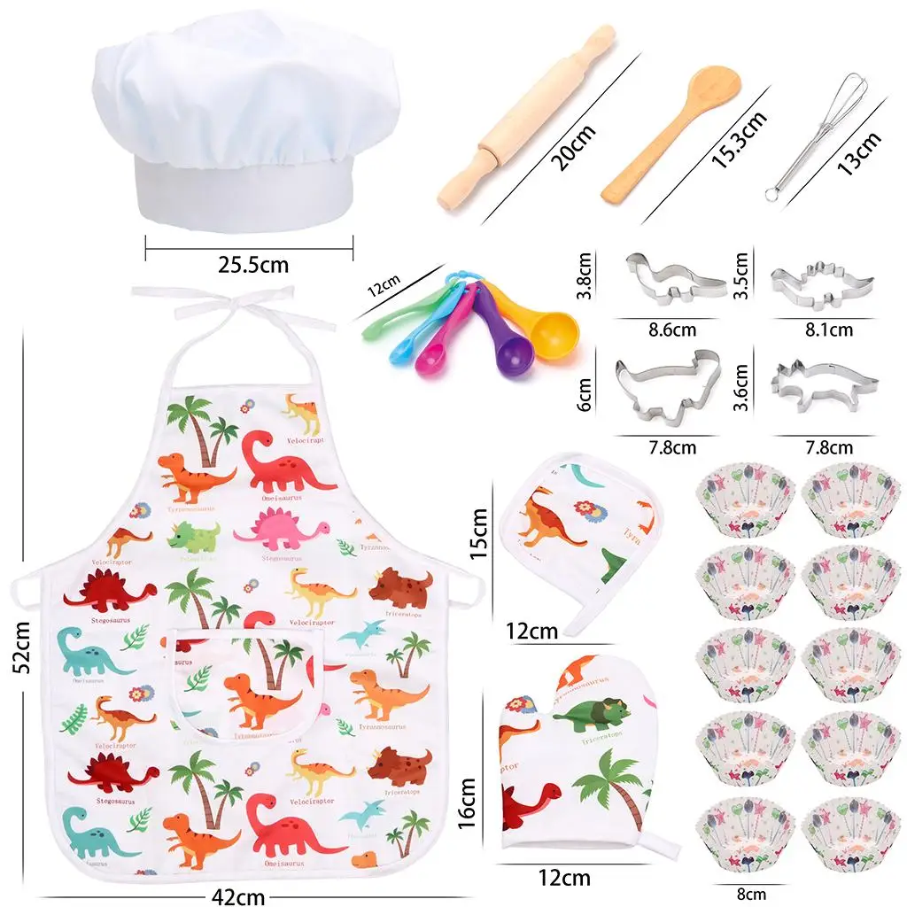25x Roleplay Kids Chef Costume Set Baking Accessories Complete Cooking Gift Toys Hot Pad cook Uniform for Kitchen Age 4, 5, 6+ view 3