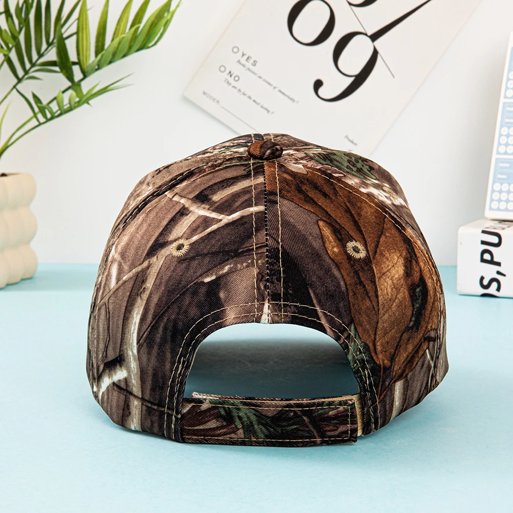 Europäische und amerikanische Sommer-Outdoor-Baseballkappen, mit Blättern bedruckte Dschungel-Tarnkappen, Herren- und Damen-Tarnkappen. – Detail 9