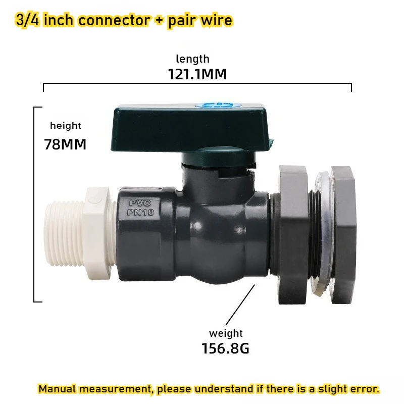 

1pcs 3/4'' Rainwater Bucket Faucet PVC Bucket Diverter Kit with Partition Joint Hose Faucet Adapter