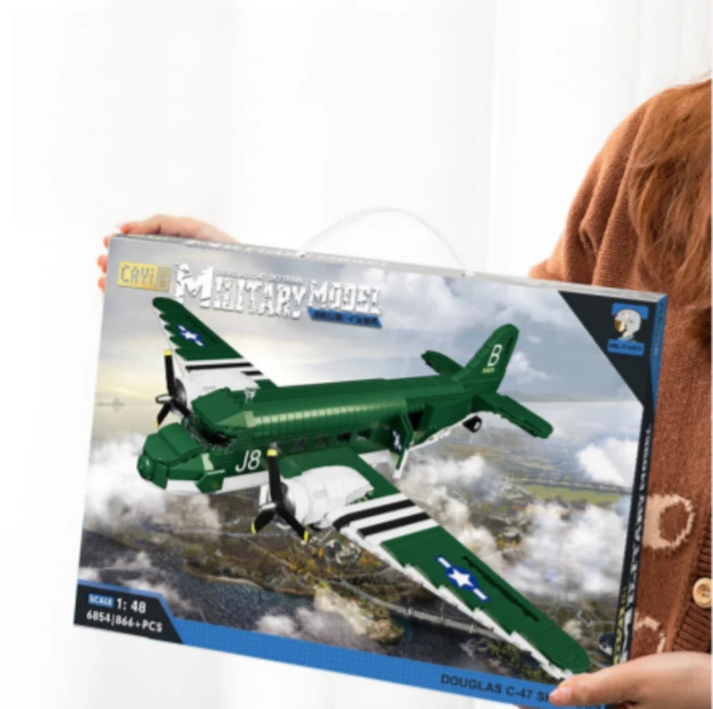 Military Model Transport Aircraft US C-47 Creative Fighter Assemble Model Airplane With Propeller Children Toy Collection Gifts