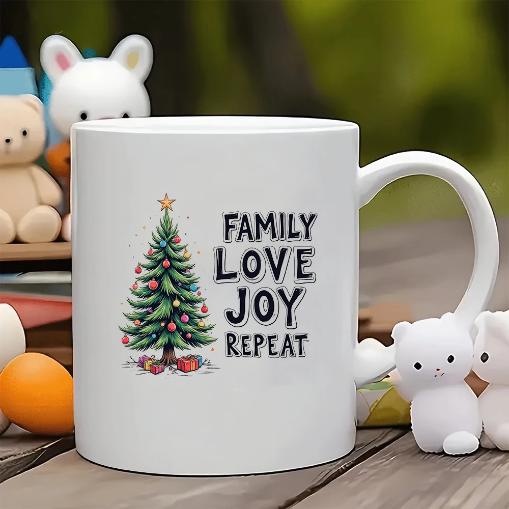 

11oz Cup + Cartoon Christmas Tree Design + Family Photo Water Cup - Christmas Gift Kids Water Cup Home Office Coffee Cup Set