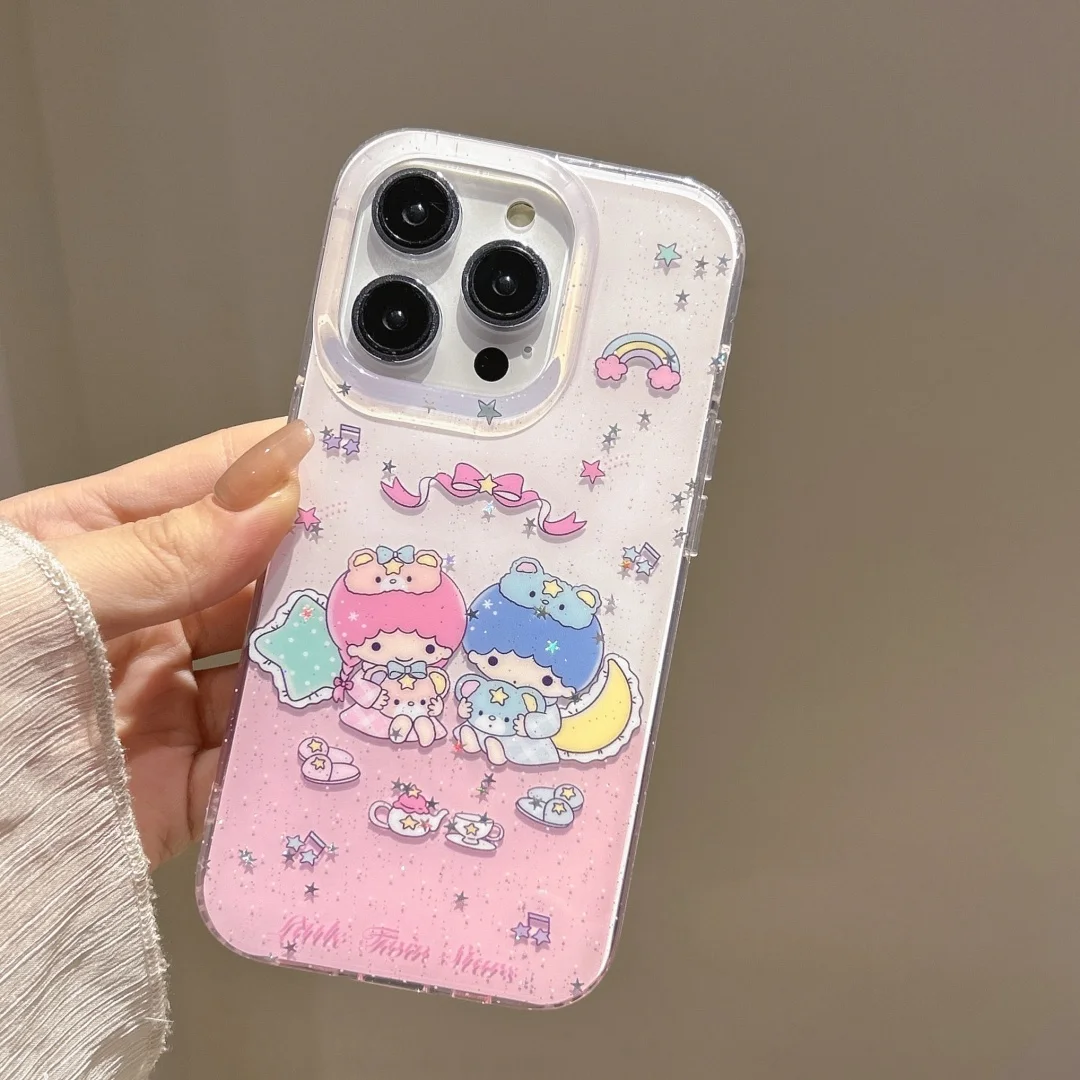 

Anime Gemini Star Lucky Phone Case For iPhone 12 13 14 15 16 Pro Max Plus Y2k Little Twin Stars lovely Soft Silicone Cover
