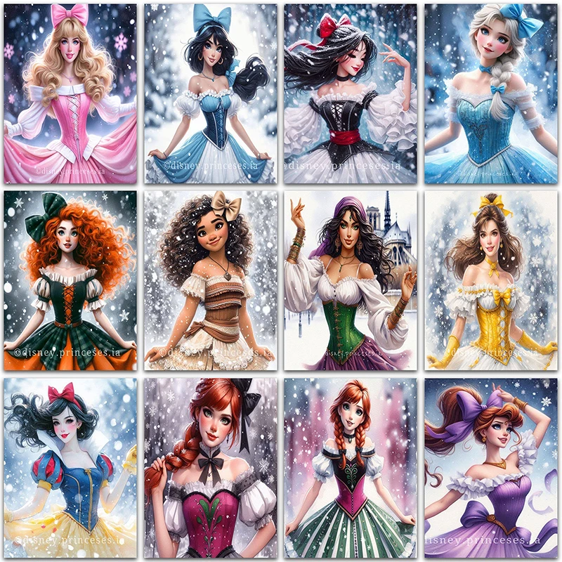 

Disney Princess Diamond Painting Kits Frozen Elsa Tinker Bell Belle Home Decor Full Square&Round mosaic embroidery Cross stitch