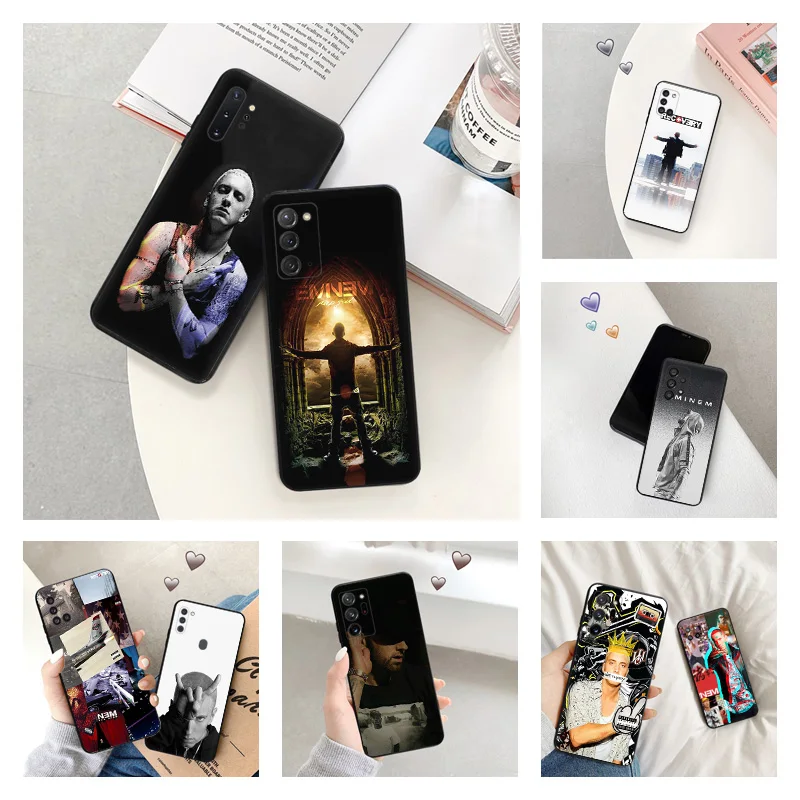 Matte Phone Case For Samsung Galaxy S24 S23 FE S22 S21 S20 Ultra S10 Plus Note 20 10 Eminem RAP GOD Black Soft Cover