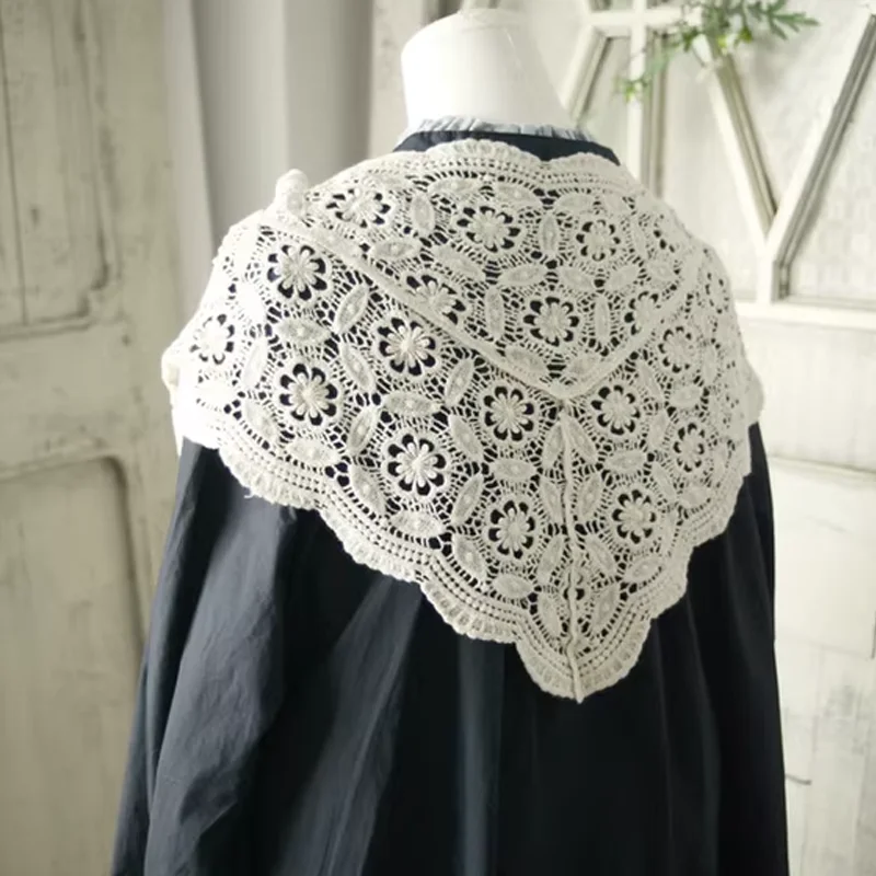 Nieuwe Retro vrouwen Kant Holle Gehaakte Driehoekige Hoofddoek Tippet Billen Cover Look Slanker Taille Decoratieve Accessoire