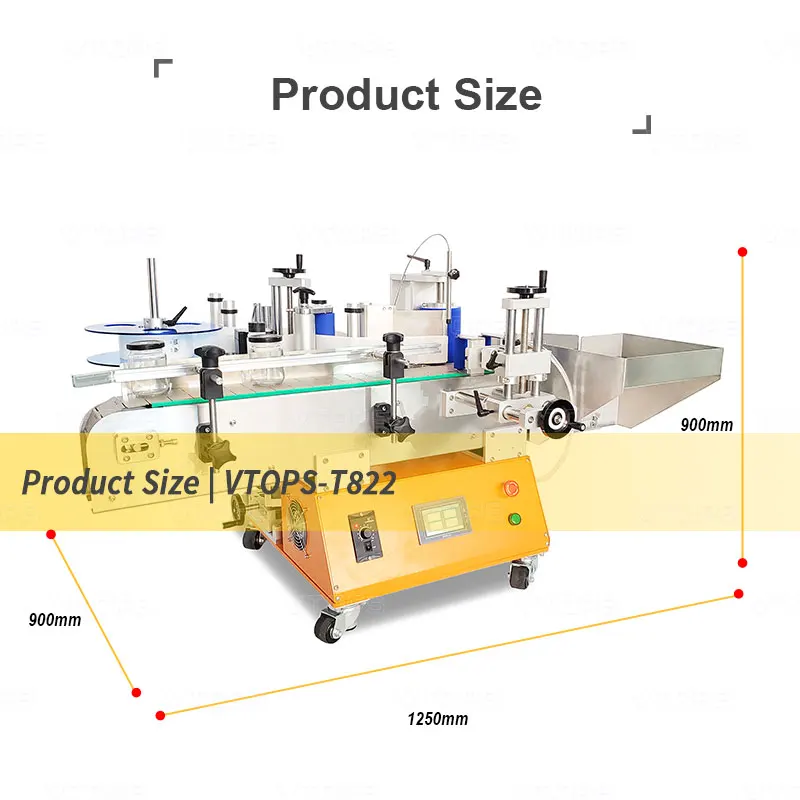 VTOPS Automatic Desktop Round Bottle Sticker Labeling Glass Jar Rolling Labeling Machine