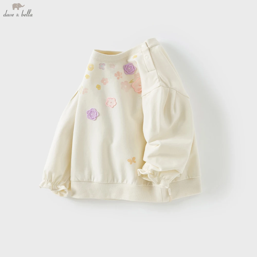 

Dave Bella Girls Spring Autumn Sweatshirt Tops for Children Casual Cartoon Print Pullover T-shirt Kids Long Sleeve Top DB1250085