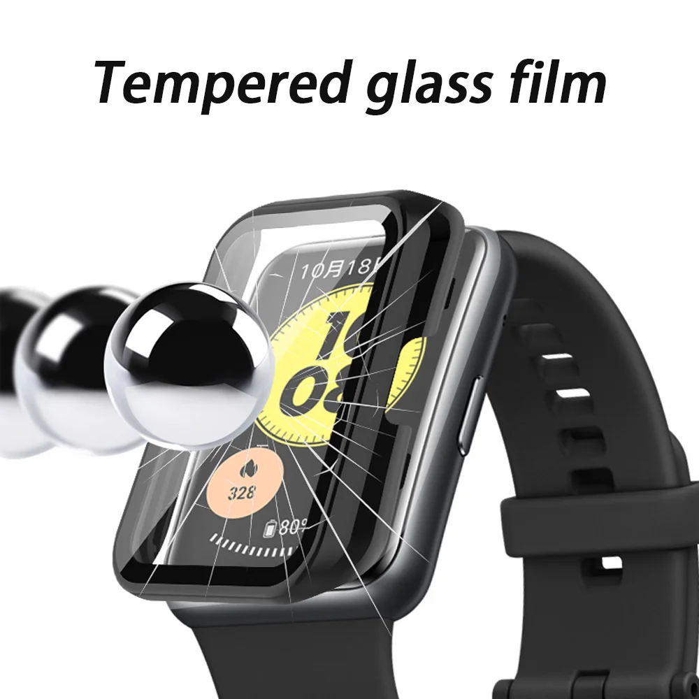 Glass+Case For HUAWEI watch fit 2 screen protector smartwatch accessories PC Full cover bumper Tempered Film for HUAWEI fit2