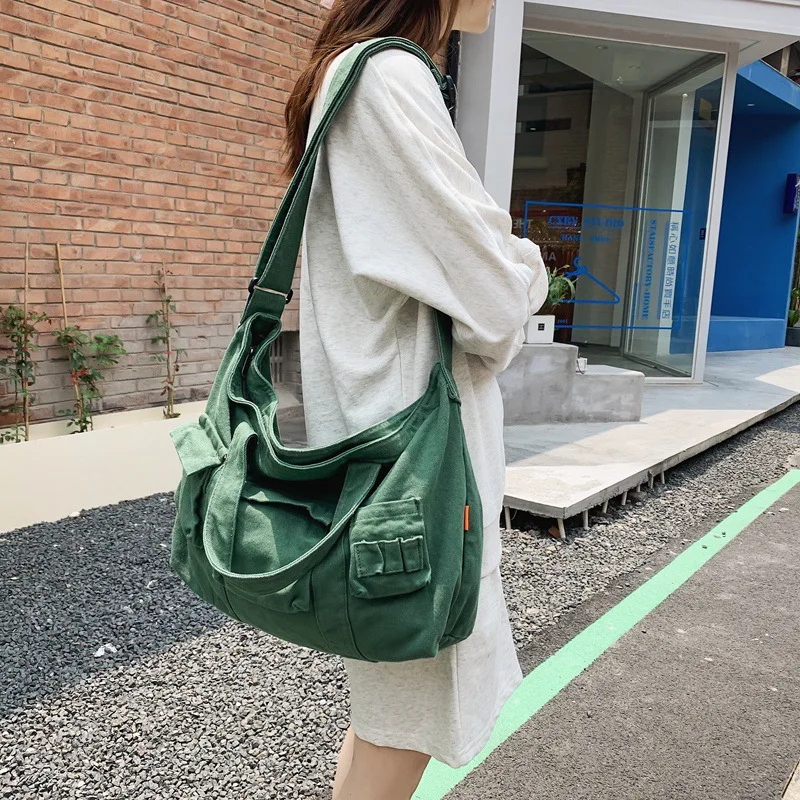 

Waterproof Canvas Shoulder Bags for Women High Quality Messenger Women's Handbags Solid Color Shopping Female Crossbody Bag