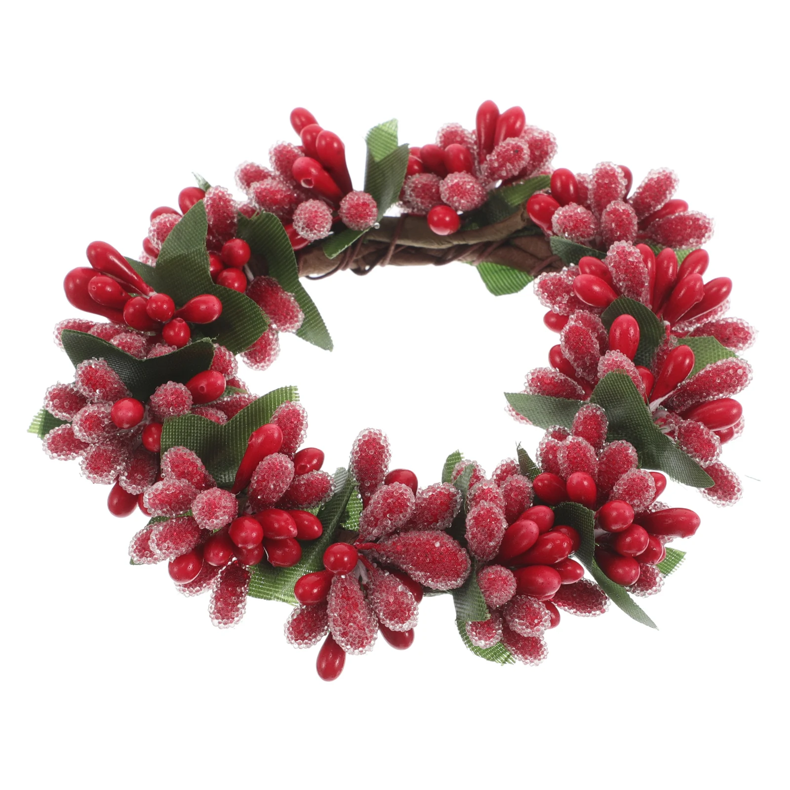 

Christmas Ring Wreaths Artificial Red Berries Mini Garland Holder Table Centerpiece Holiday Winter Decor Berry Hoop