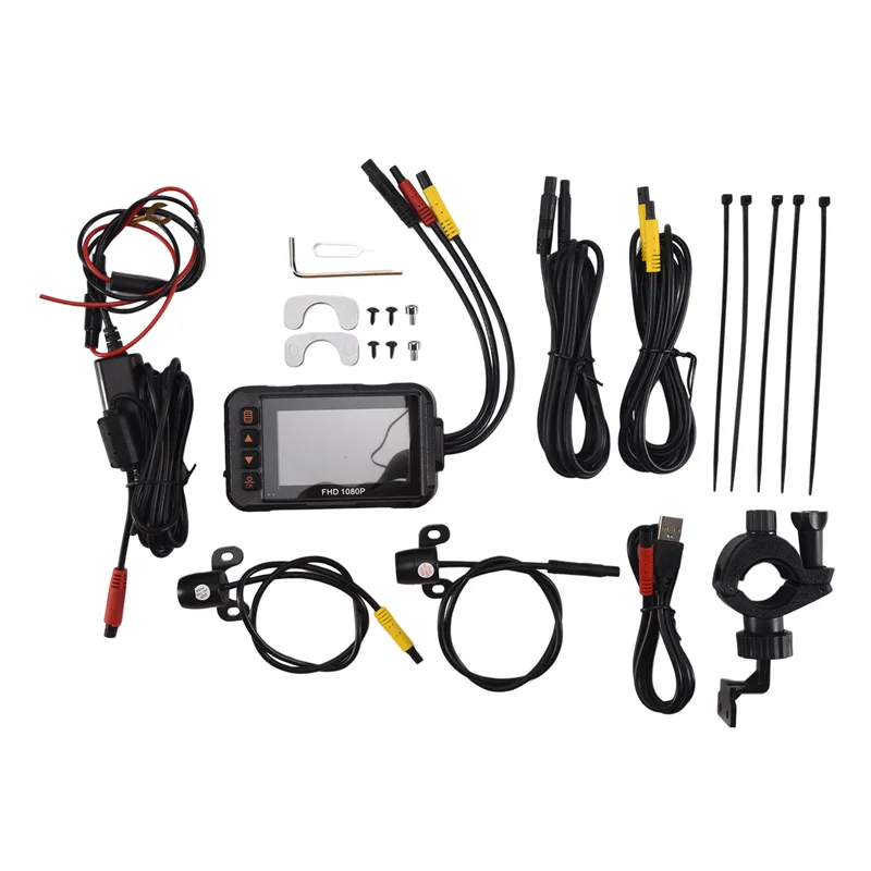 

Водонепроницаемая мотоциклетная камера 1080P DVR, видеорегистратор для мотоцикла, 3-дюймовая передняя и задняя камера, черная