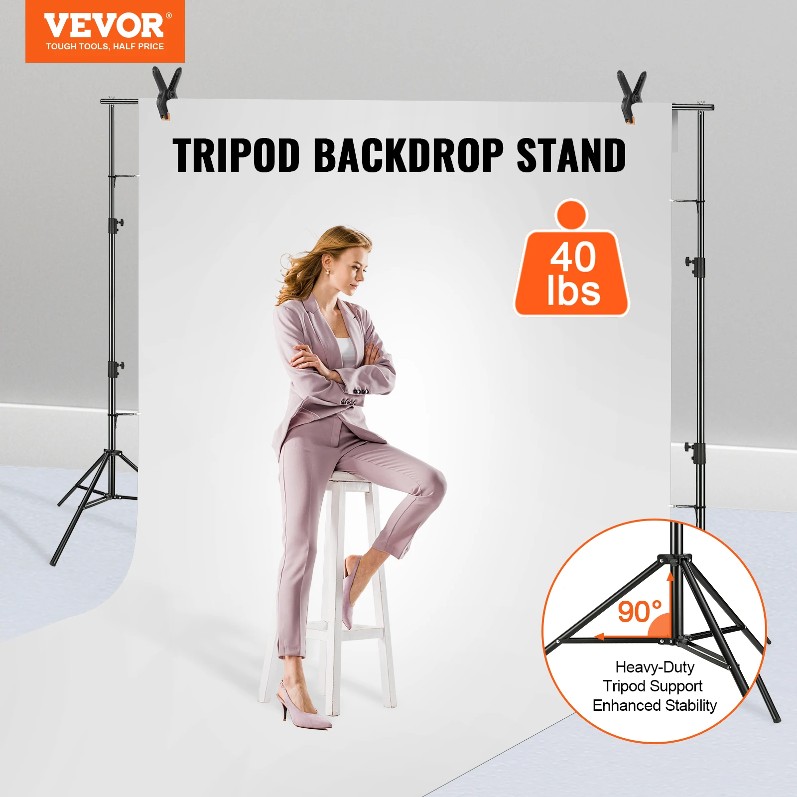 VEVOR 12 x 10 ft/10ft x 10ft  Heavy Duty Backdrop Stand Height Adjustable Photography Backdrop Stand for Party Wedding Display