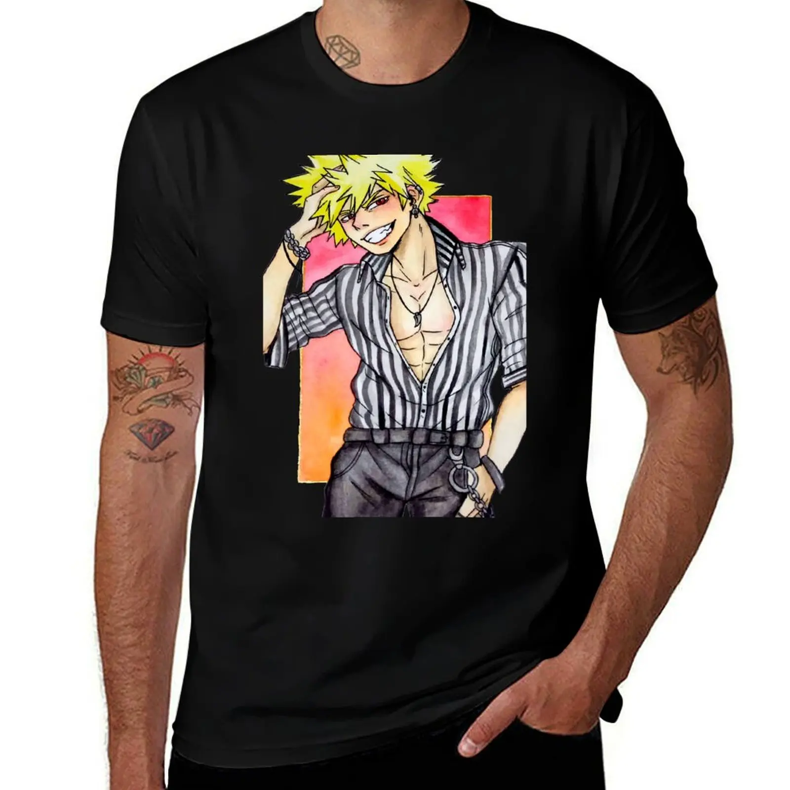 

quality shirts cotton man shirts fit printed t for t Katsuki slim T-Shirt t shirts Bakugou high for Watercolor man