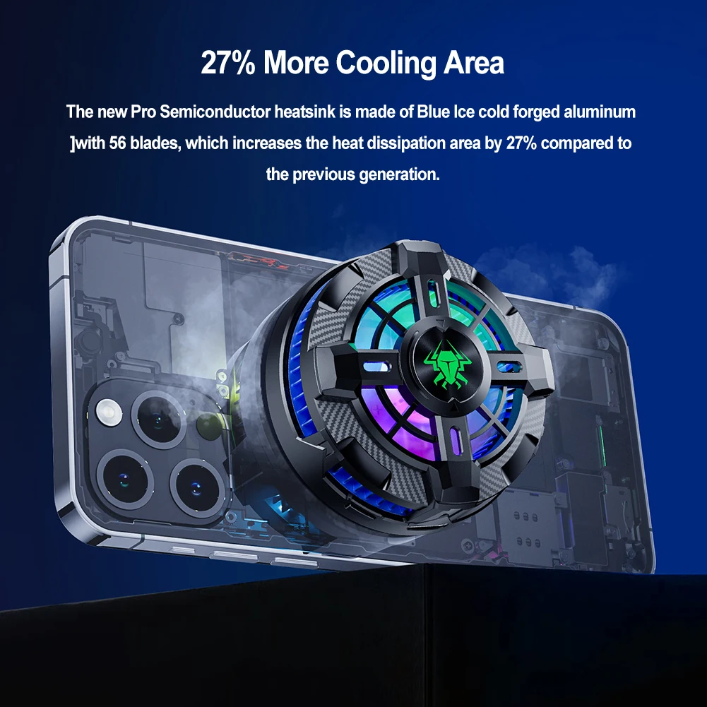 EX2 Pro Back Clip Mobile Phone Semiconductor Cooling Radiator Magnetic Top Cover Fast Cooling Phone Cooler for Android iPhone