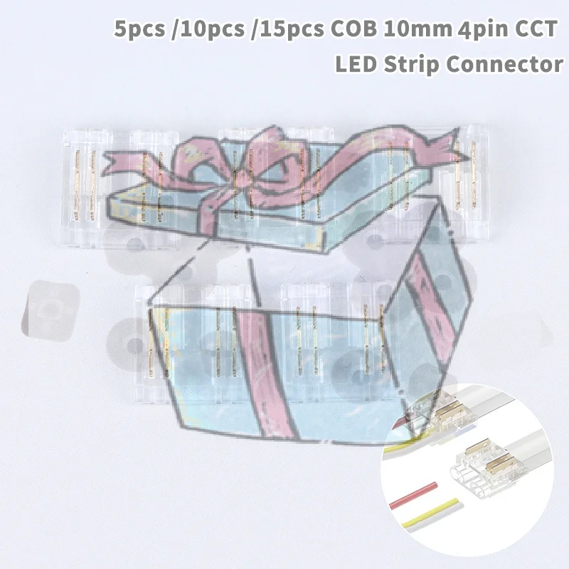 

5/10/15Pcs COB 10mm 4pin CCT LED Strip Connector Used For Wireless Gapless Adapter Expansion COB Strip Connection Accessories