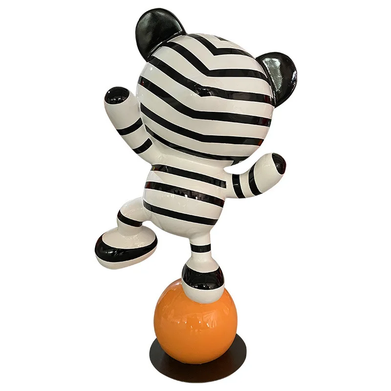 Cartoon acrobatic bear sculpture, living room floor-to-ceiling ornament, sales office, hotel lobby light luxury decoration