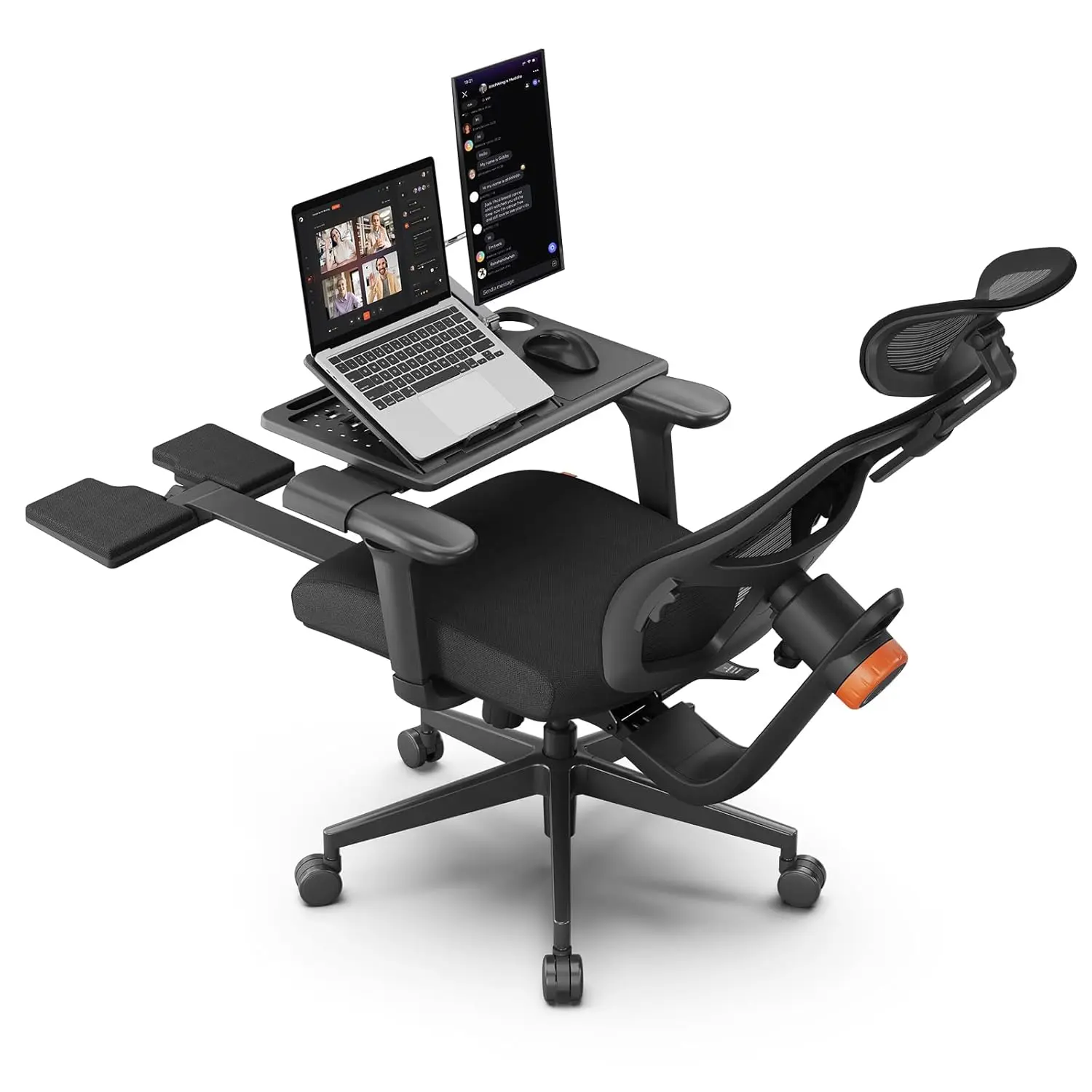 كرسي مكتب مريح مع مسند للقدمين، دعم قطني متتبع تلقائيًا، كرسي مكتب عالي الظهر مع مسند ذراع 4D، 136 ° قفل الميل، ضبط #1