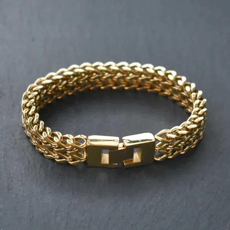 2025 New Vintage 18K Gold Plated Stainless Steel Chain Bracelet for Women Men Couple Fashion Jewelry Gift