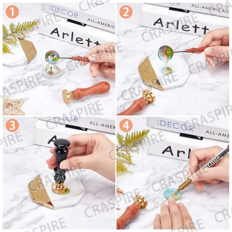 1Set Horse U-Shape Horseshoe Wax Seal Stamp 30mm Sealing Wax Stamps Retro Vintage Removable Brass Stamp Head with Wood Handle
