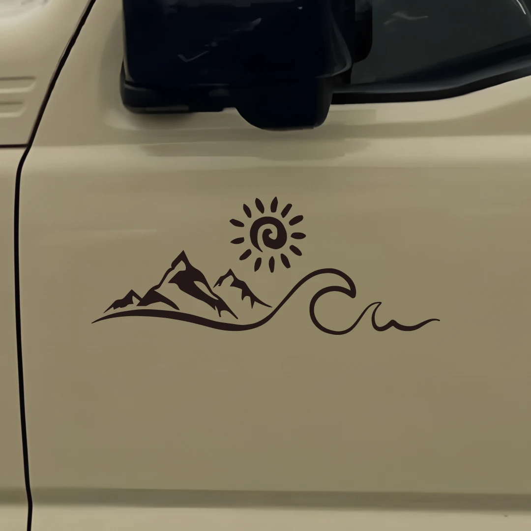 Mountain and Sea RV Travel, Pickup Truck Rear Windshield Side Window Body Personalized Decals Waterproof Motorcycle Stickers