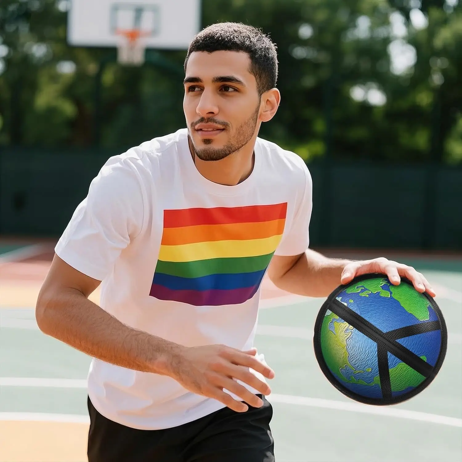 クアンミ ラブ ラッキー シリーズ バスケットボール、公式サイズ7(29.5インチ)、限定コレクターズエディション アートボール