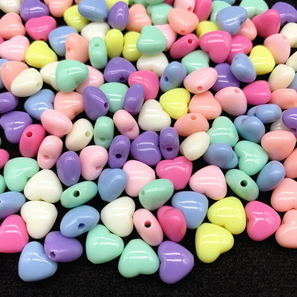 12mm 200pcs Spring And Summer Color Matching Heart-Shaped Beads Loose Spacer Acrylic Beads For DIY Jewelry Making