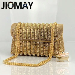 JIOMAY Gold Clutch Bag for Women Luxury Designer Handbag Rhinestone Summer Fashion Wedding Party Shoulder Bags for 6.7 ''Purses