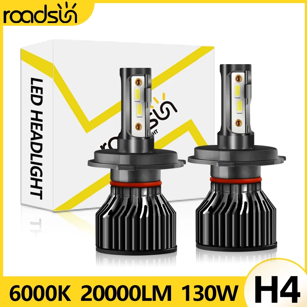 

2x H4 LED Bulb H4 9003 HB2 Hi/Lo Beams Car LED Headlights CSP Chip Lamp Light 130W 20000LM Turbo Headlmap 6000K