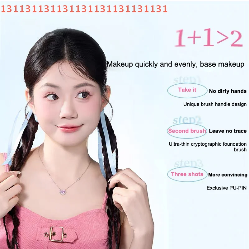 スムーズな塗布のための超薄型メイクブラシセット、跡が残らないスポンジと角度付きヘッドのソフトパフファンデーションブラシ美容ツール