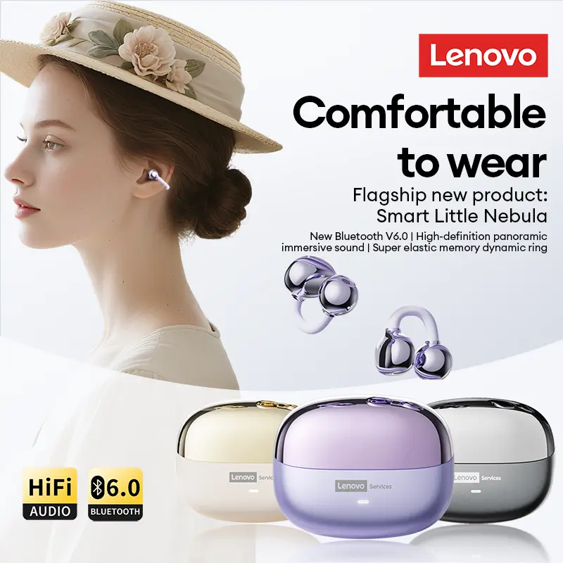 Choice Lenovo LE302 OWS Ear Clip Wireless Earphones Low Latency HD Call Bluetooth Headphones HiFi Music Sport Fashion Earbuds - 3