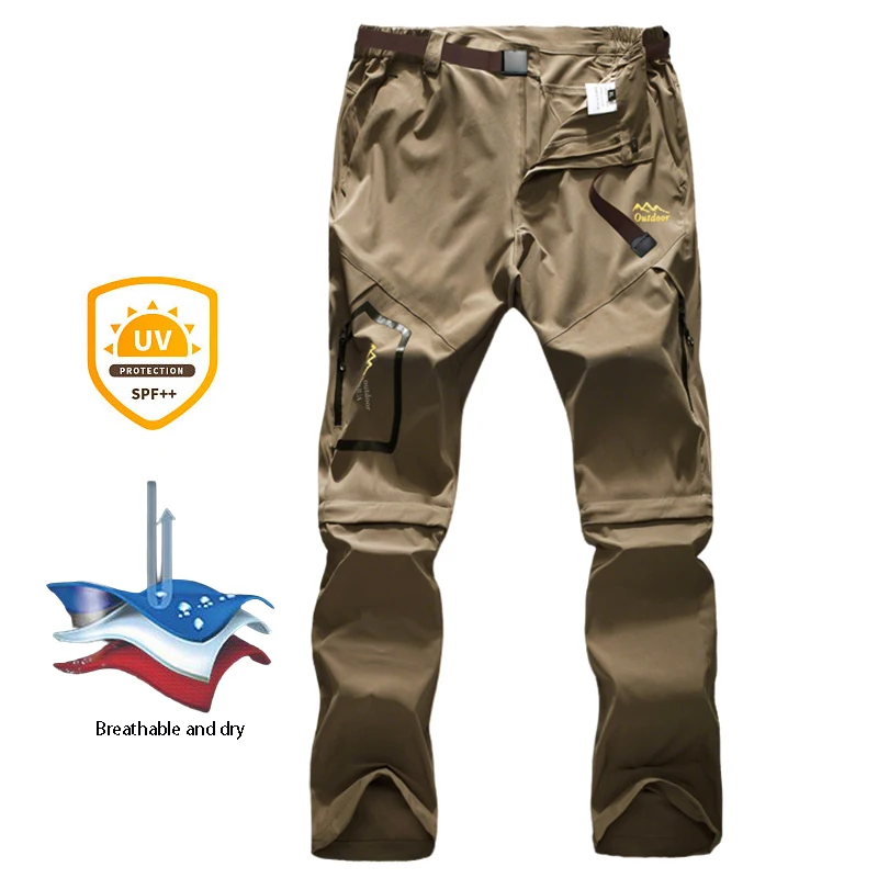 Men Convertible Quick Dry Hiking Pants Lightweight Zip Off Trousers For Fishing Camping Travel