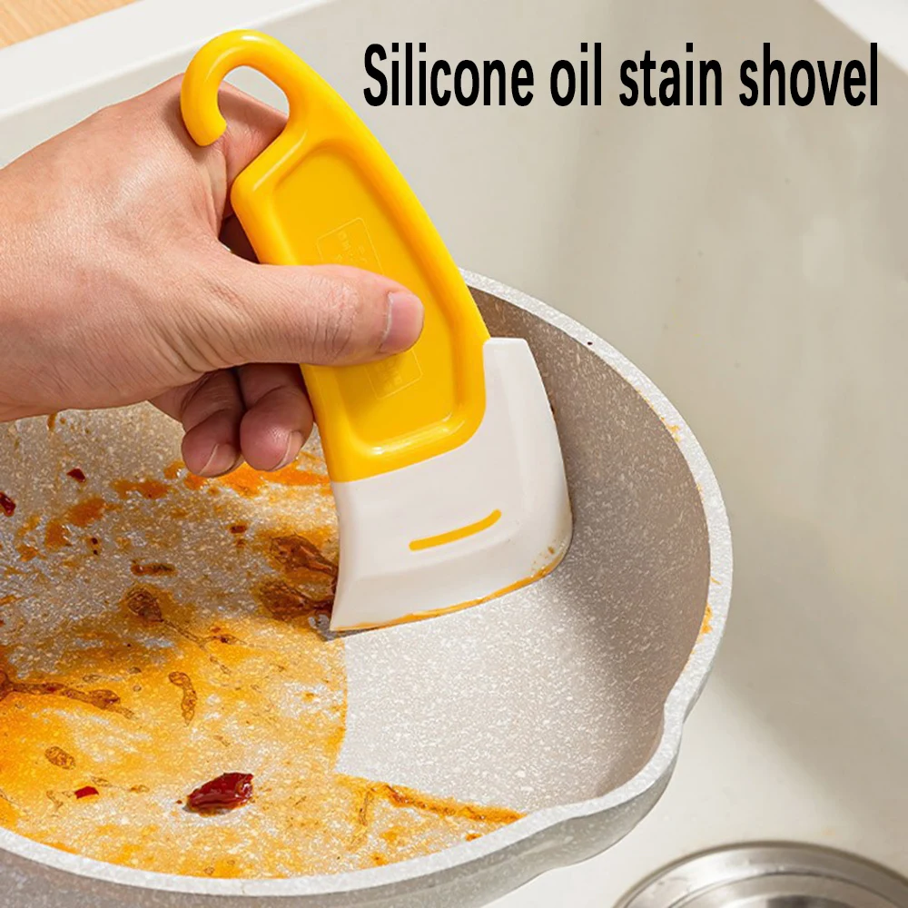 Kitchen Cleaning Soft Scraper, Remove Oil Stains from the Bottom of the Pot, Pan, and Stove, Soft Head Cleaner