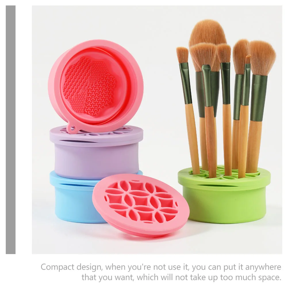 

Makeup Cleaner Mat Silicone Foldable Brush Cleaning Tool Compact Residue Removal Makeup Brush Cleaning Bowl Scrubber For Facial