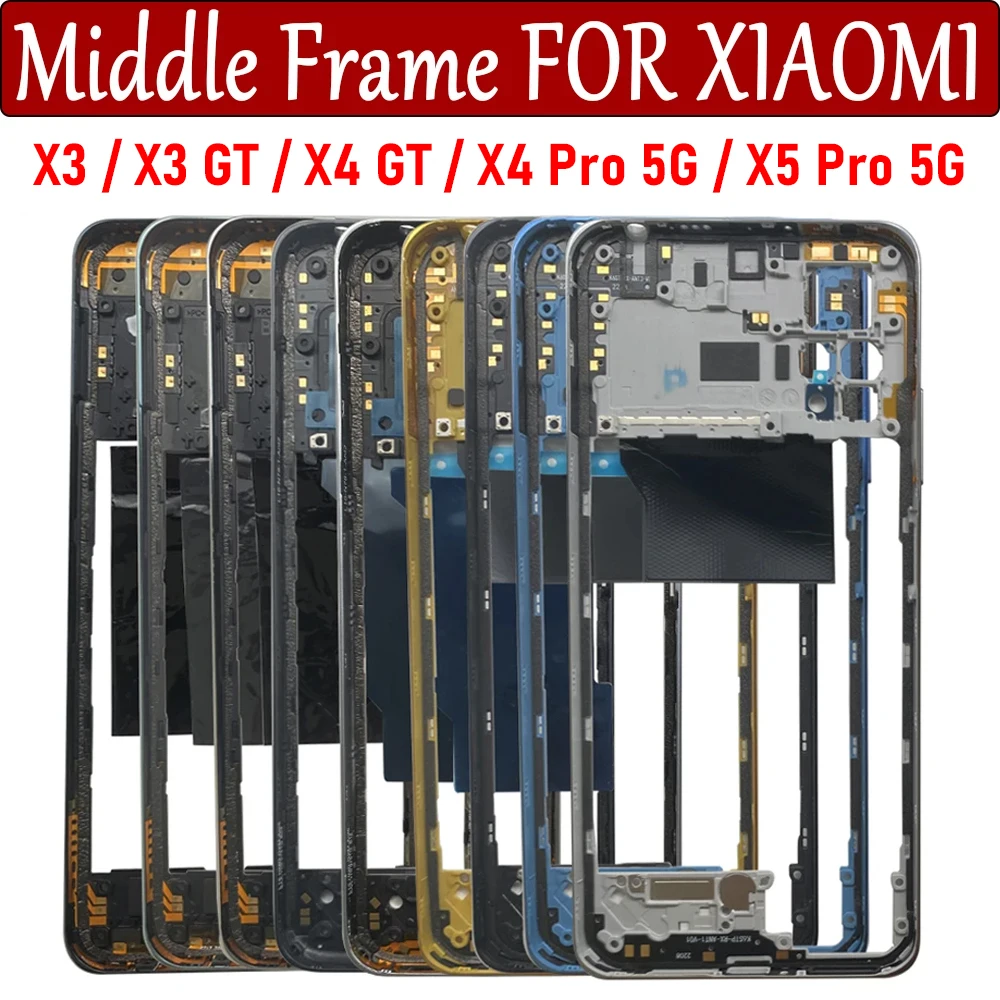 NEW Middle Frame Holder Housing Replacement Repair Parts With Volume Button For Xiaomi Poco X3 GT X4 Pro 5G X5 Pro 5G