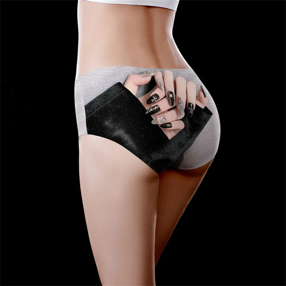 

1 шт., бесшовные трусы со средней талией и принтом ледяного шелка для женщин, дышащие и удобные с треугольным поясом для женщин