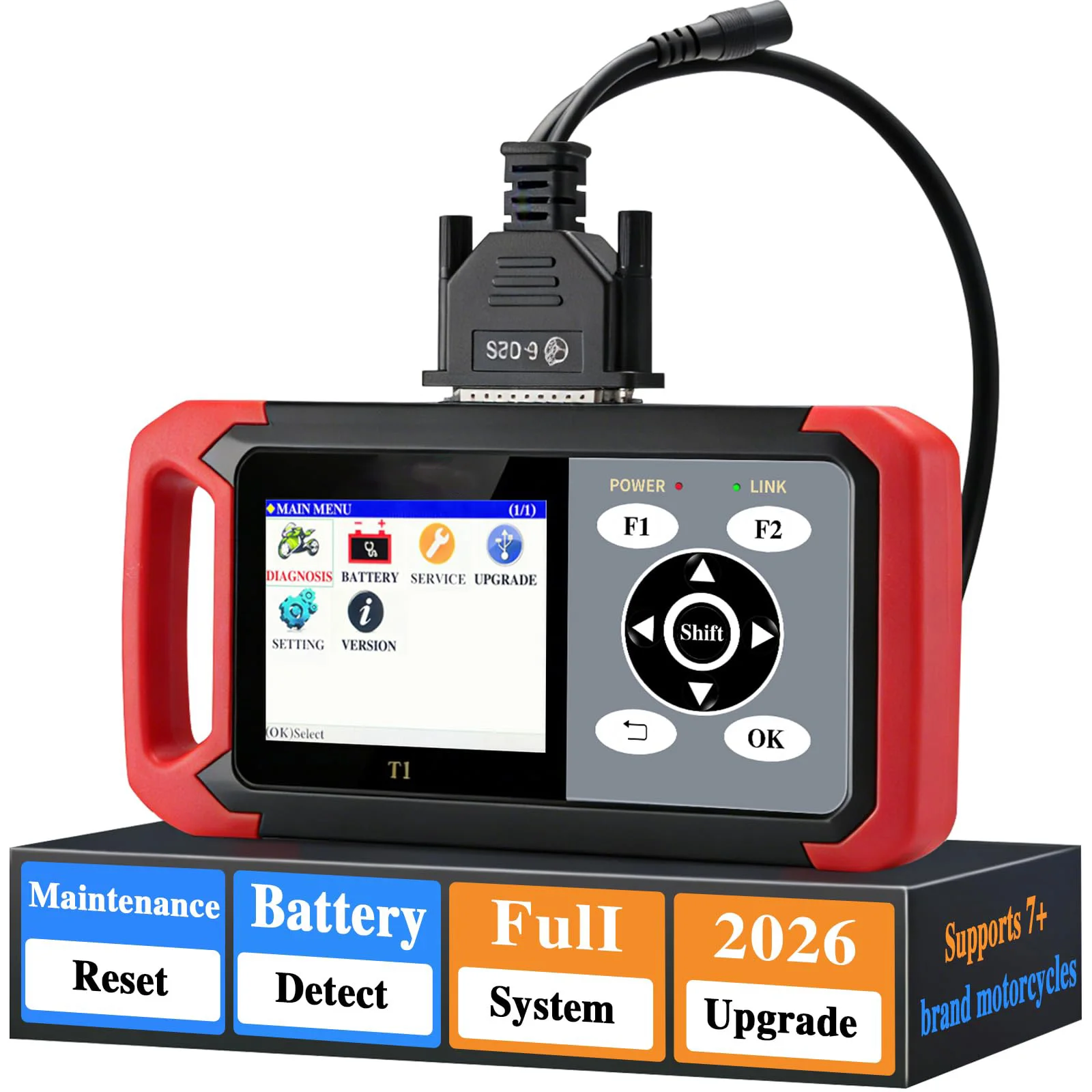 

MST T1 Motorcycle Scanner OBD2 Battery Test ECU Scanning Diagnostic Tool for Honda/Suzuki /KAWASAKI / CFMOTO / Vespa