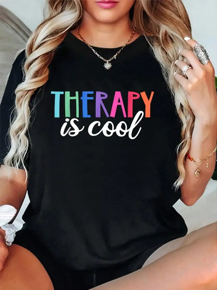 100% Cotton Therapy Is Cool Self Care Mental Health Matters Awareness T-Shirt