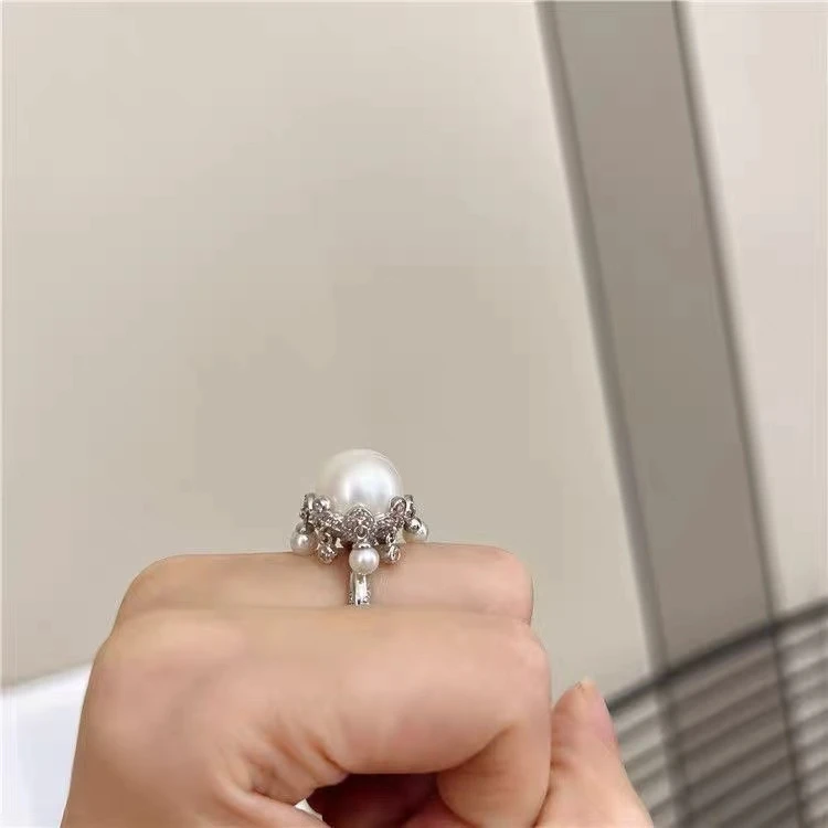 

S925 Sterling Silver Adjustable Ring Mount Settings Findings Mountings Accessory Parts Fittings for 10-11mm Pearls 5pcs/lot