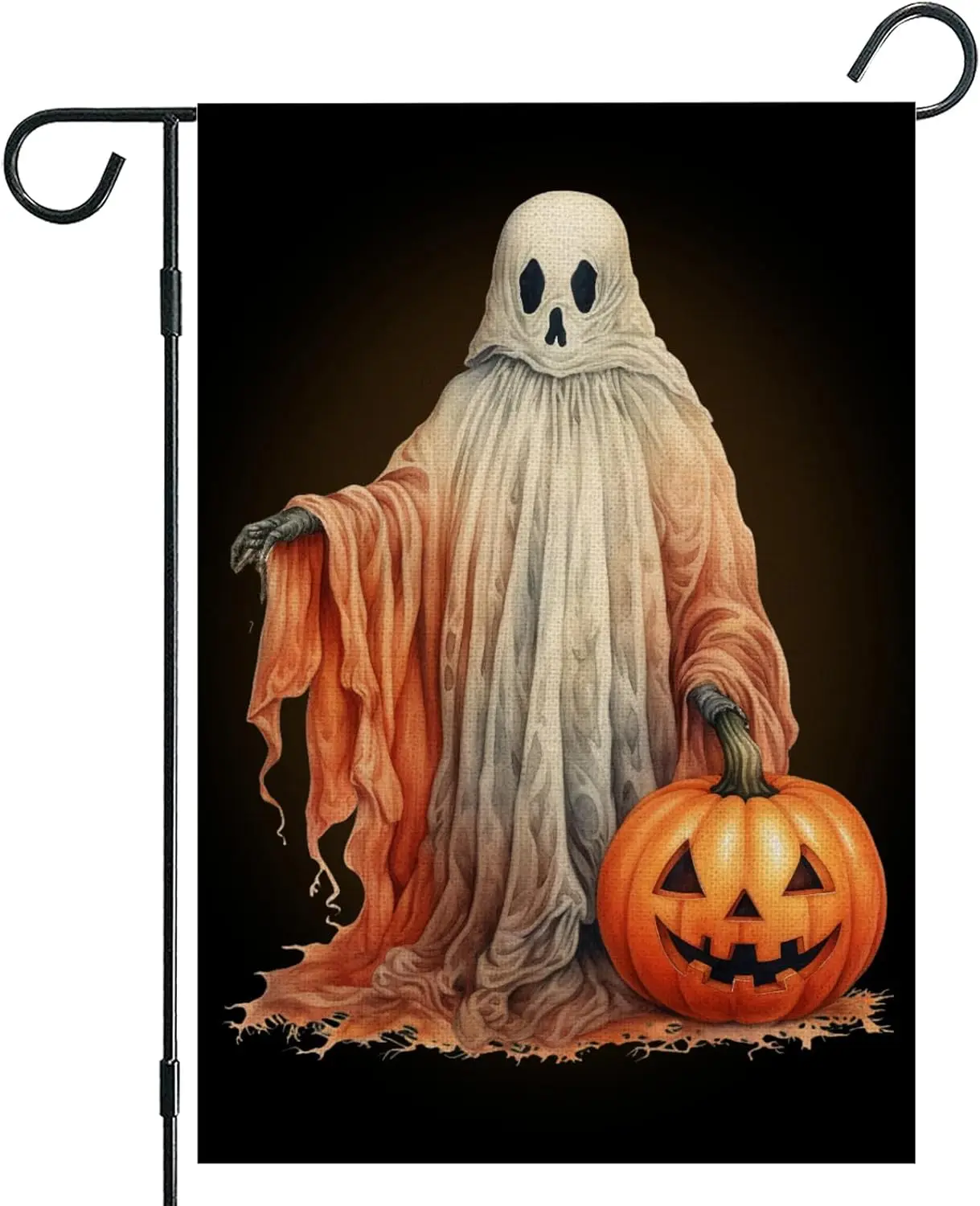 Halloween Ghost Pumpkin Garden Flag 12 x 18 inch Small Double Sided Readable Yard Signs Vertical Burlap Welcome Outdoor Yard Law