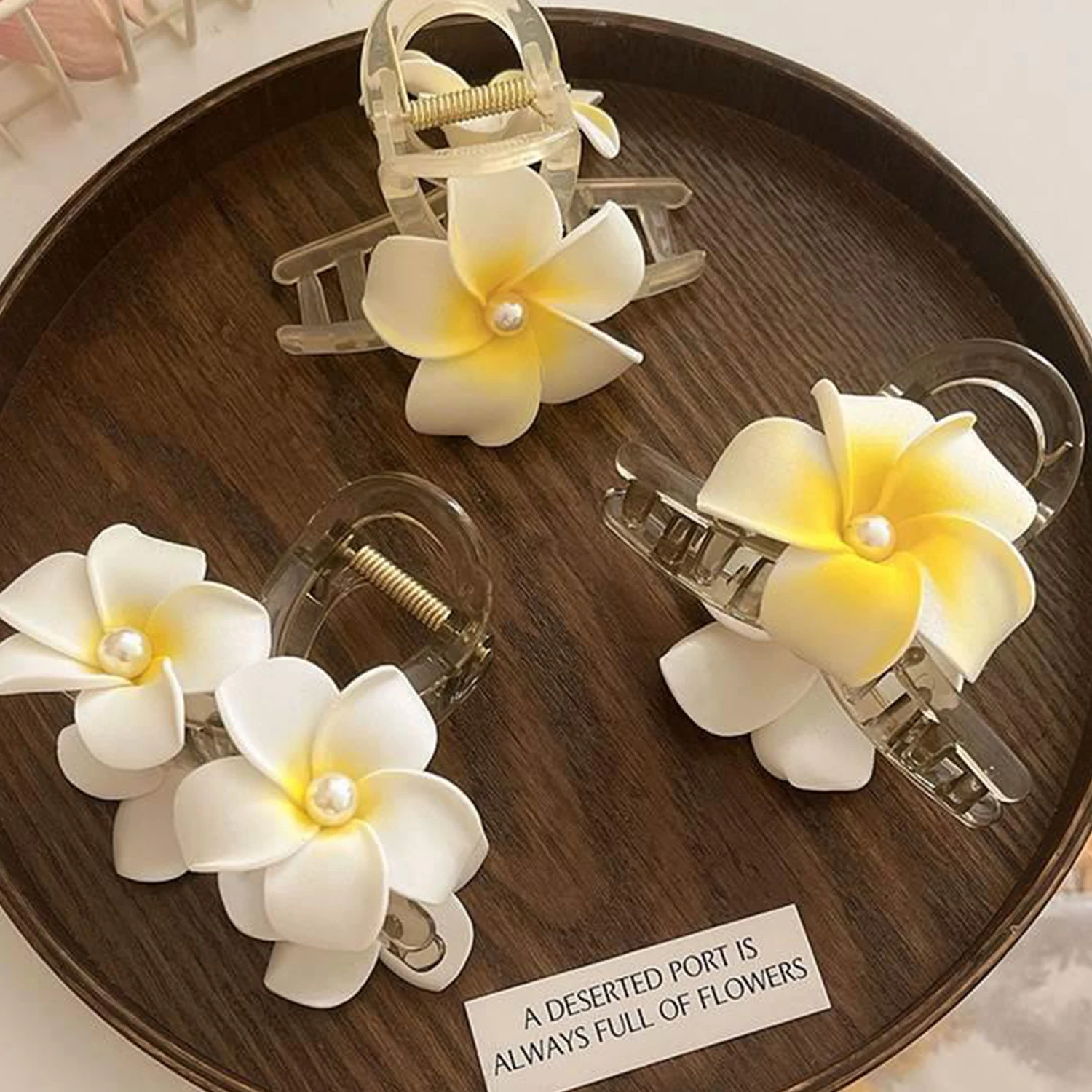 Neue Farbverlauf große Blume Kunststoff Haars pange für Frauen süße Haarnadeln Haar Krallen Krabben klemme Haars pangen Hawaii Haarschmuck