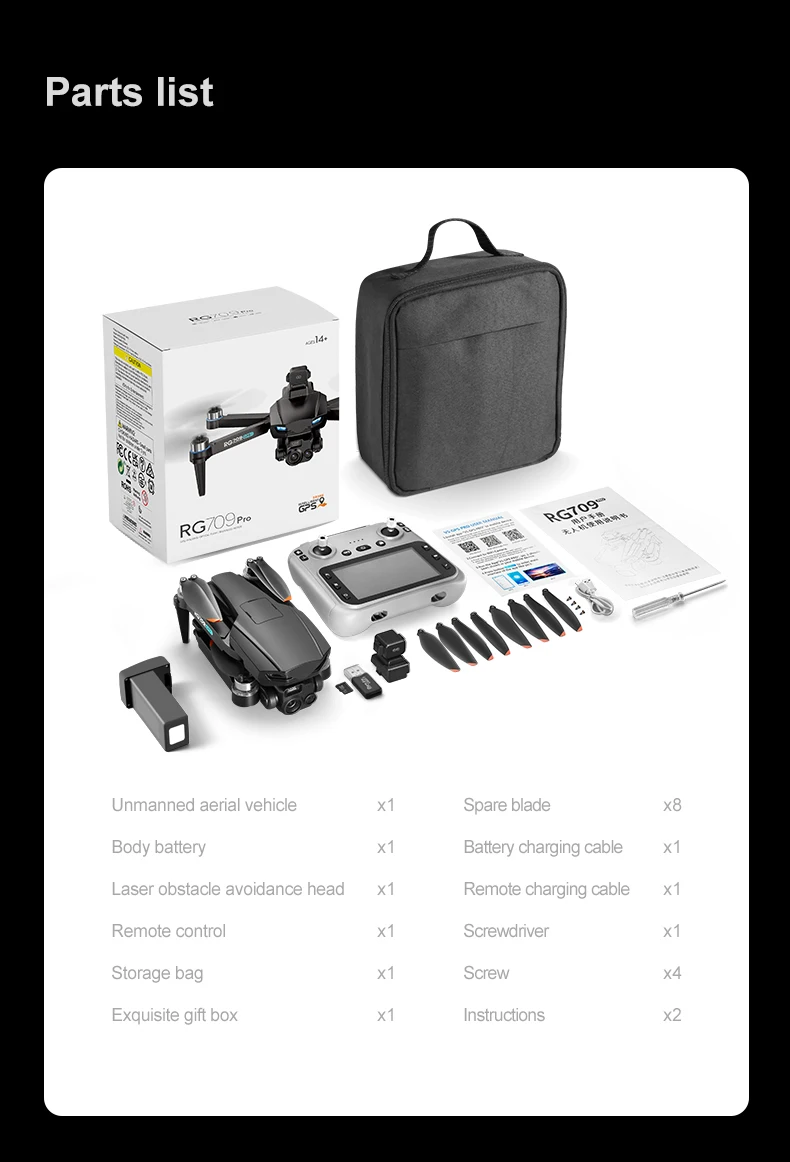7.4V 3800Mah Battery For RG709 PRO RC Drone Battery Propeller/Obstacle Avoidance /USB Accessories RG709 PRO Remote Control Drone