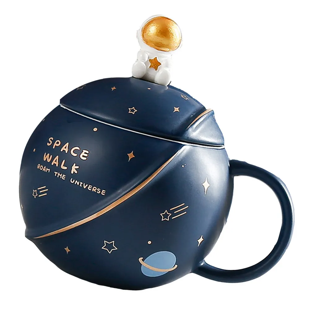 1Set Astronaut Planet Shape Water Cup Ceramic Material Heat Resistant Drinking Mug for Home Office Coffee Beer Juice Soda Use