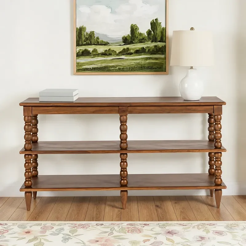 Solid Wood Shelf Multi Layer Storage Rack for Living Room Retro Open Decorative Display Stand Home Organization Furniture