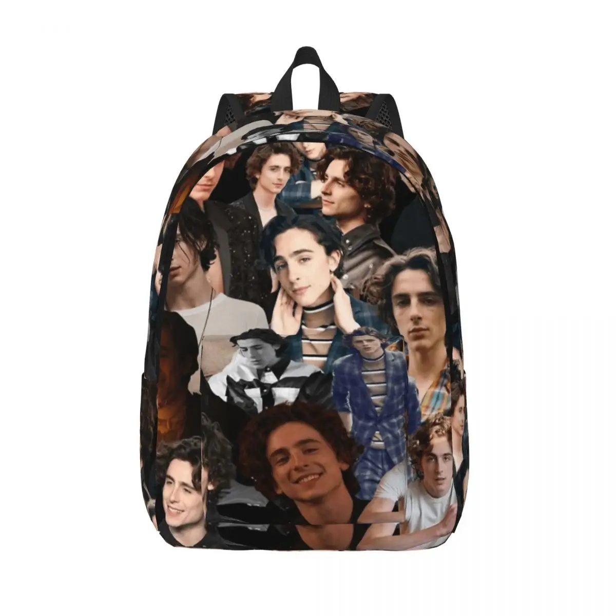 Timothee Chalamet Backpack Middle High College School Student Photo Collage Bookbag Men Women Canvas Daypack with Pocket