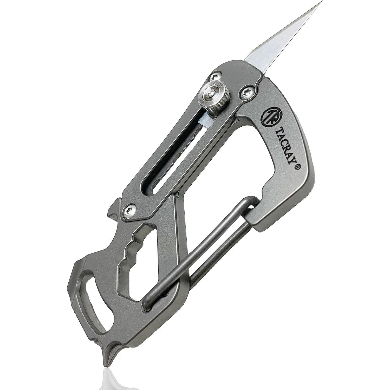 

Tacray Carabiner Small Keychain Knife, Titanium EDC with Replaceable Sharp Blade and Quick Release clip